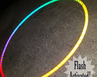Rainbow Ombre Reflective "Flash-Activated" Engineering Grade taped hoop polypro or hdpe