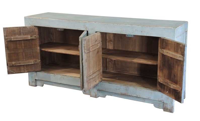 Sale Light Blue Distressed Wood Media Cabinet