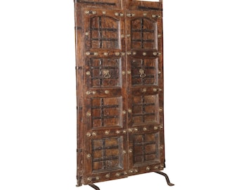 Antique set of  Doors on Iron Stand, Room Divider, Partition, Screen, from Terra Nova Designs Los Angeles