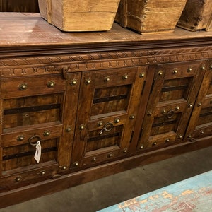 Wonderful 87&quot; Teak Sideboard with Antique Indian Doors by Terra Nova Furniture Los Angeles