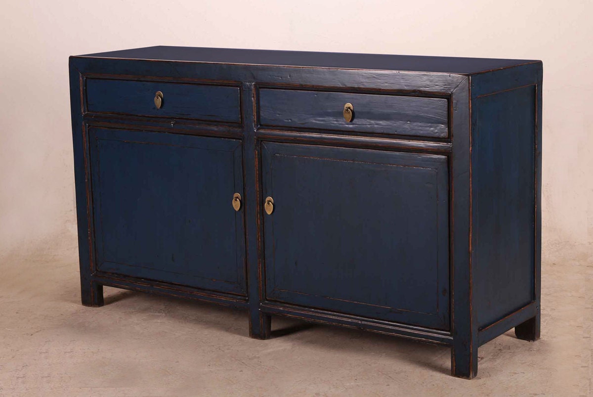 Navy blue sideboard media console from Terra Nova Etsy