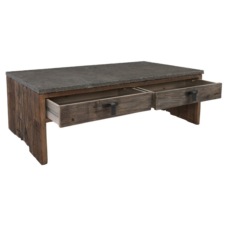 Rustic Wood and Stone Top Coffee Table by Terra Nova Furniture Etsy