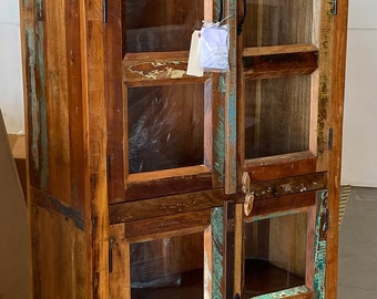 Nantucket Style Reclaimed Wood Tall Glass Cabinet from Terra Nova Designs