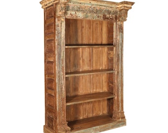 58”w Vintage Carved Frame Bookcase from India by Terra Nova Furniture Los Angeles