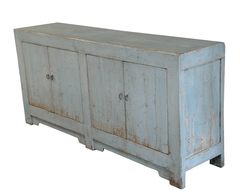 Sale Light Blue Distressed Wood Media Cabinet