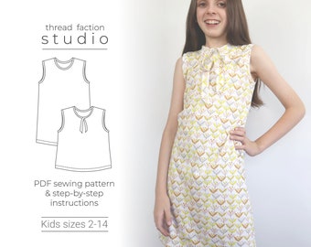 Bow Tank & Kleid Schnittmuster | Kindergrößen 2-14 (PDF-Schnittmuster)