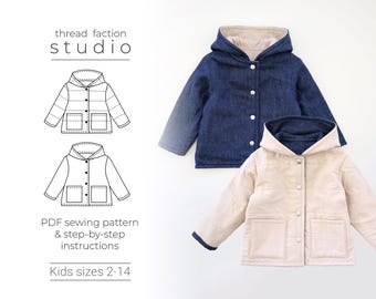 Thread Faction | Kids sizes 2 - 14 | The Everett Coat| PDF Sewing Pattern for print-at-home or printshop