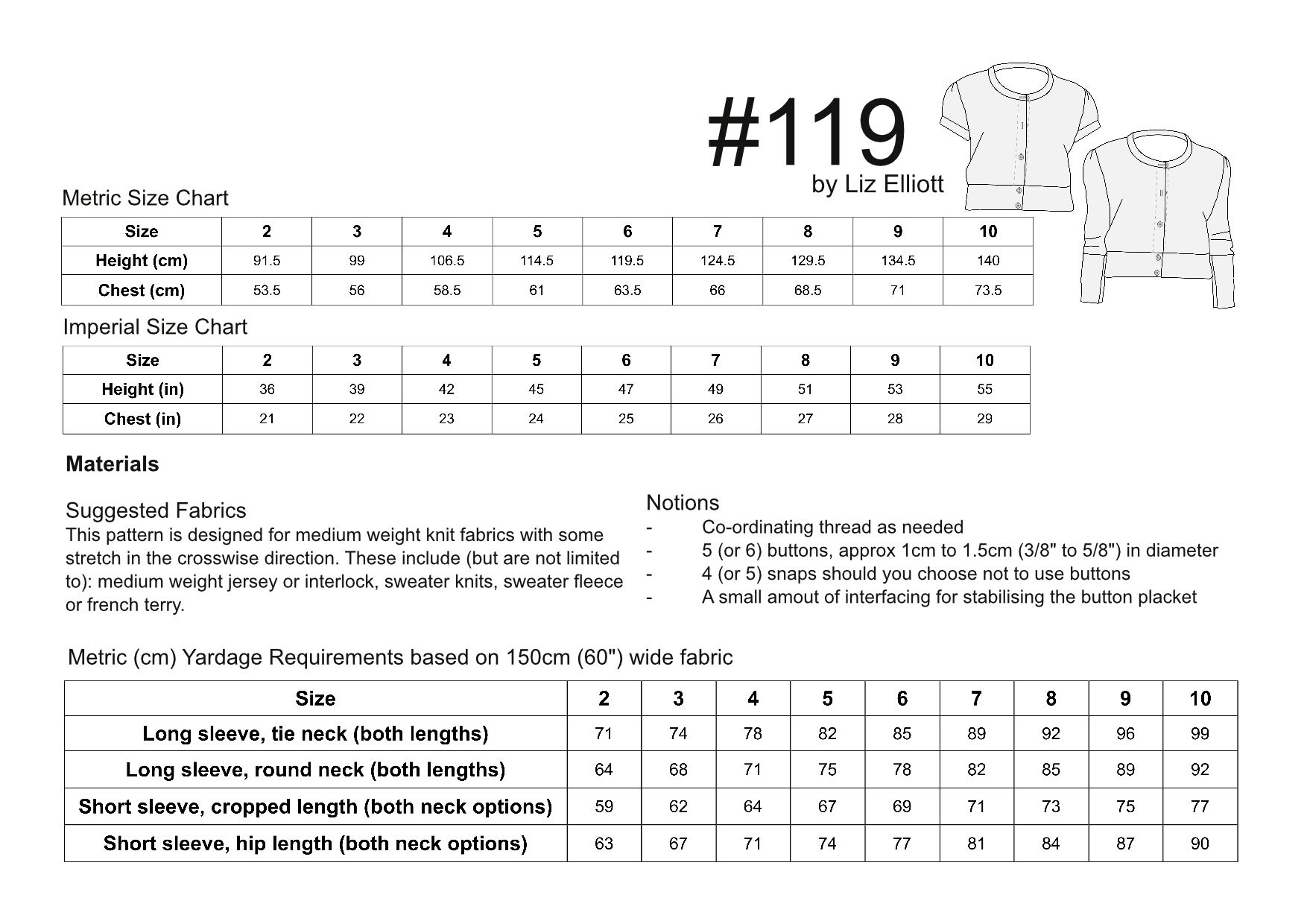 Thread Faction 119 Puff Sleeve Cardigan PDF Sewing Pattern | Etsy
