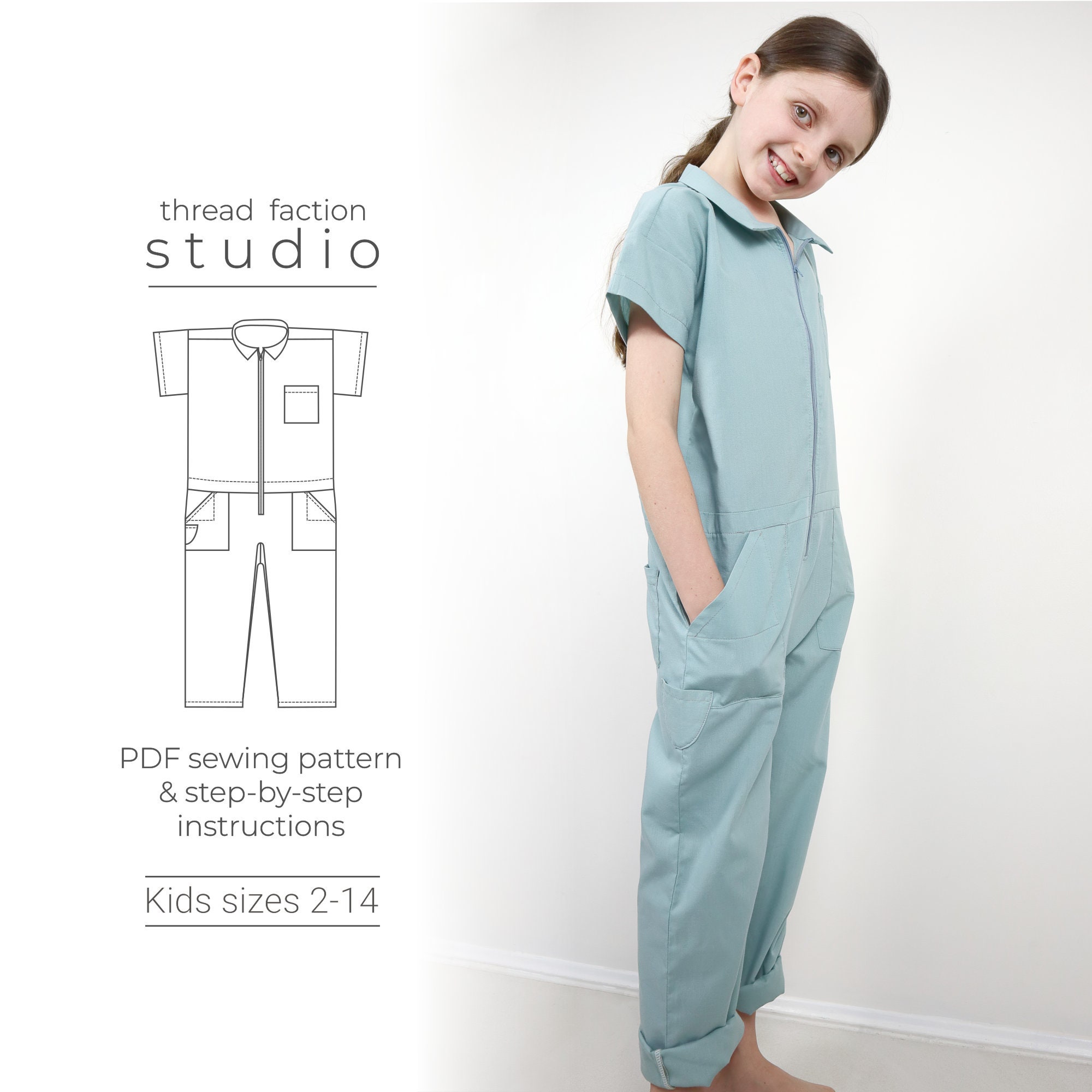 Thread Faction | Kids Sizes 2 - 14 | Zero Waste Utility Jumpsuit 