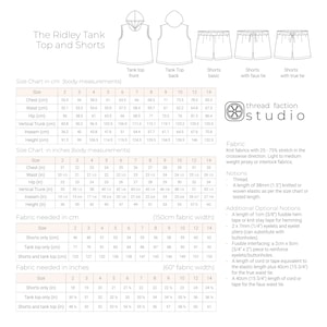 May include: A sewing pattern for a sleeveless tank top and shorts. The pattern includes instructions for making the garment with or without a tie. The pattern is available in sizes 2-14. The pattern is from Thread Faction Studio.