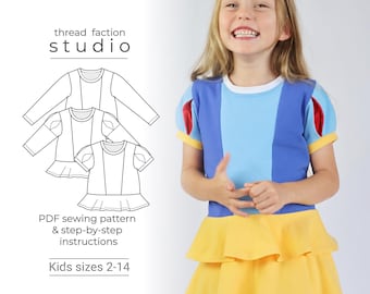 Thread Faction / Tallas para niños 2-14 / Top peplum Paley / Patrón de costura en PDF para imprimir en casa o en un taller de impresión