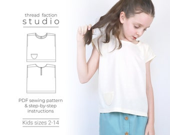 Kinder Basic Bluse Schnittmuster | Zero Waste Design (PDF-Muster)
