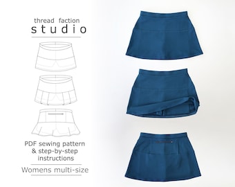 Thread Faction / Falda pantalón deportiva para mujer (tallas múltiples) / Patrón de costura en PDF para imprimir en casa o en un taller de impresión