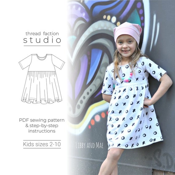 Thread Faction 118 Autumn Dress PDF Sewing Pattern Girls Sizes 2 10 