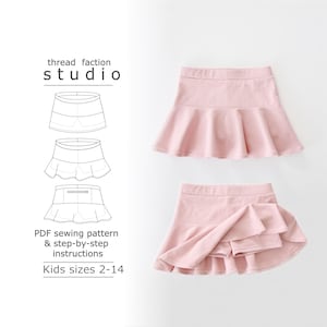 Thread Faction / Taglie per bambini dalla 2 alla 14 / Gonna-pantalone per saltare le faccende domestiche / Modello di cucito in PDF per la stampa a casa o in tipografia