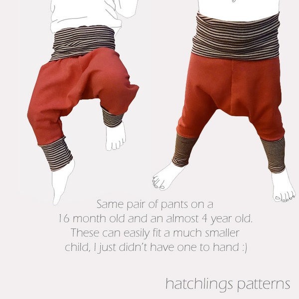 Grow-with-me pants PDF sewing pattern One size fits 6 months-4T Pirate pants