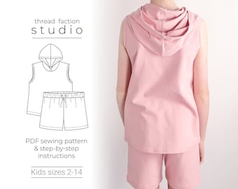 Faden bund | Kindergrößen 2 - 14 | Ridley Tank Top und Shorts Set | PDF-Schnittmuster zum Drucken zu Hause oder in einer Printwerkstatt