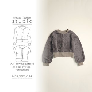Thread Faction | Kids sizes 2 - 14 | Tea Party Cardigan and Top | PDF Sewing Pattern for print-at-home or printshop