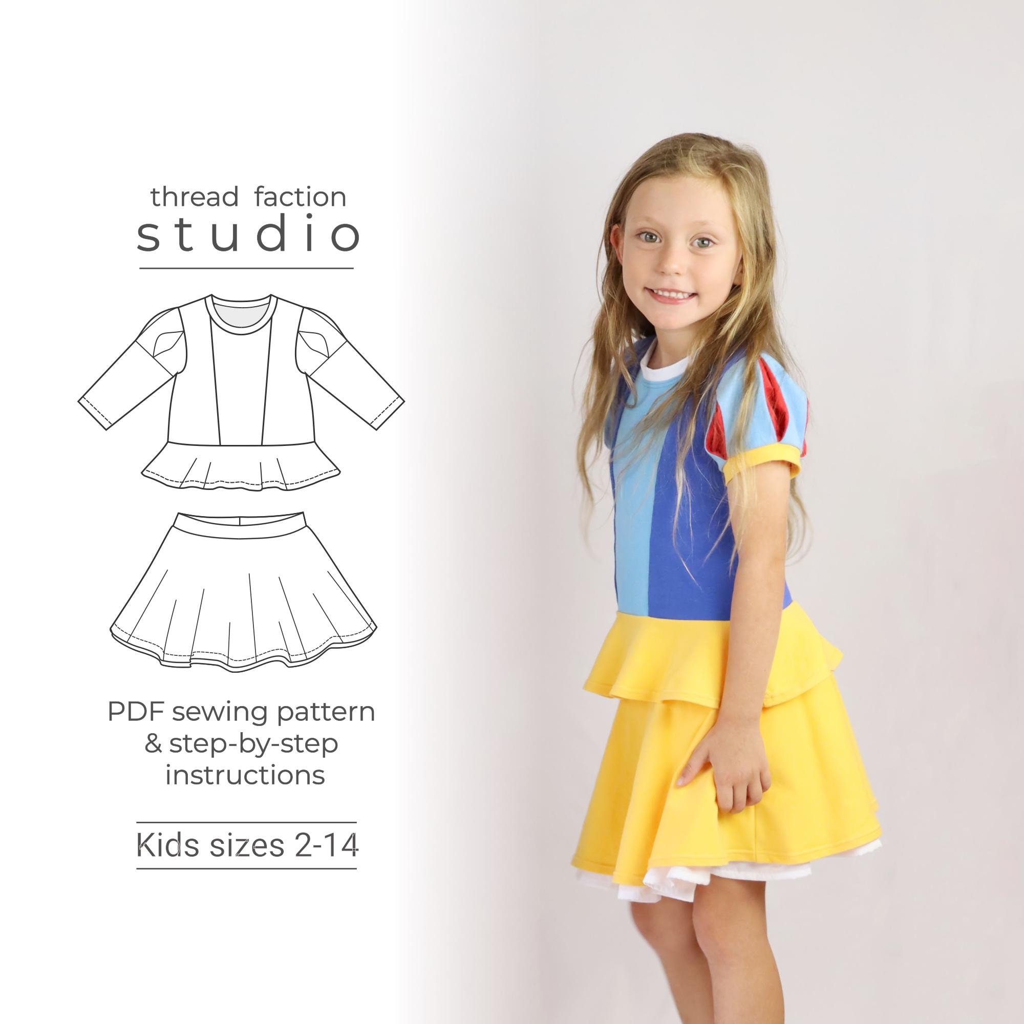 Princess Costume Sewing Pattern | Kids Peplum Top and Skirt (PDF ...