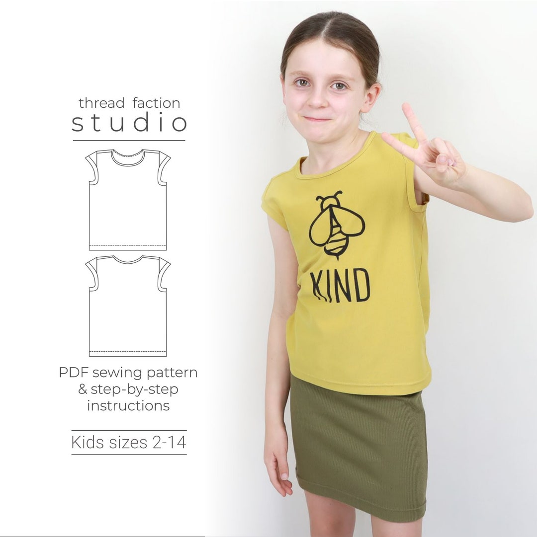 Play Pattern Zero Kids Cap Sleeve Tee Sewing Pattern | Zero Waste Design (PDF Pattern) - Etsy