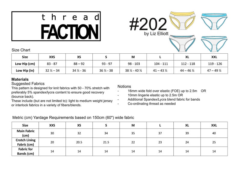 Thread Faction 202 Ladies underwear knickers panties PDF Sewing Pattern xxs xxl image 10