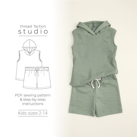 Thread Faction | Kids sizes 2 - 14 | Ridley Tank Top and Shorts Set | PDF Sewing Pattern for print-at-home or printshop