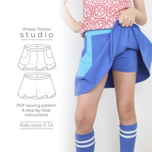 Thread Faction | Kids sizes 2 - 14 | The Hoola Hooper Skort | PDF Sewing Pattern for print-at-home or printshop