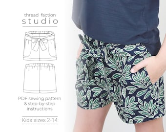 Kids Zero Waste Schleife Shorts Schnittmuster | Größen 2-14 (PDF Nähanleitung)