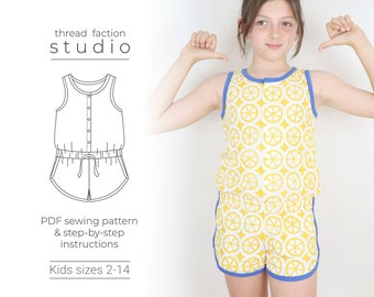 Kids Retro Romper Sewing Pattern | Sizes 2-14 (PDF Pattern)