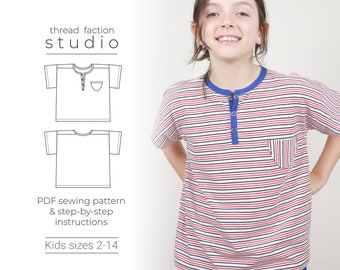 Kids Zero Waste Henley T-Shirt Schnittmuster PDF