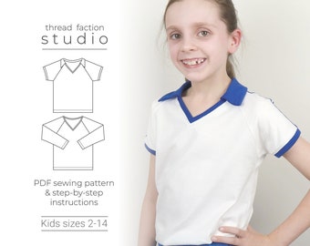 Kids Retro Polo Sewing Pattern | Sizes 2-14 (PDF Pattern)