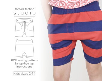 Patrón de costura para pantalones cortos Sun Daze para niños / Tallas 2-14 (Patrón en PDF)
