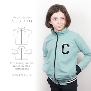 Thread Faction | Kids sizes 2 - 14 | The Eat My Dust Track Jacket | PDF Sewing Pattern for print-at-home or printshop