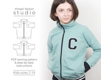 Kinder Trainingsjacke Schnittmuster | Größen 2-14 (PDF Nähanleitung)