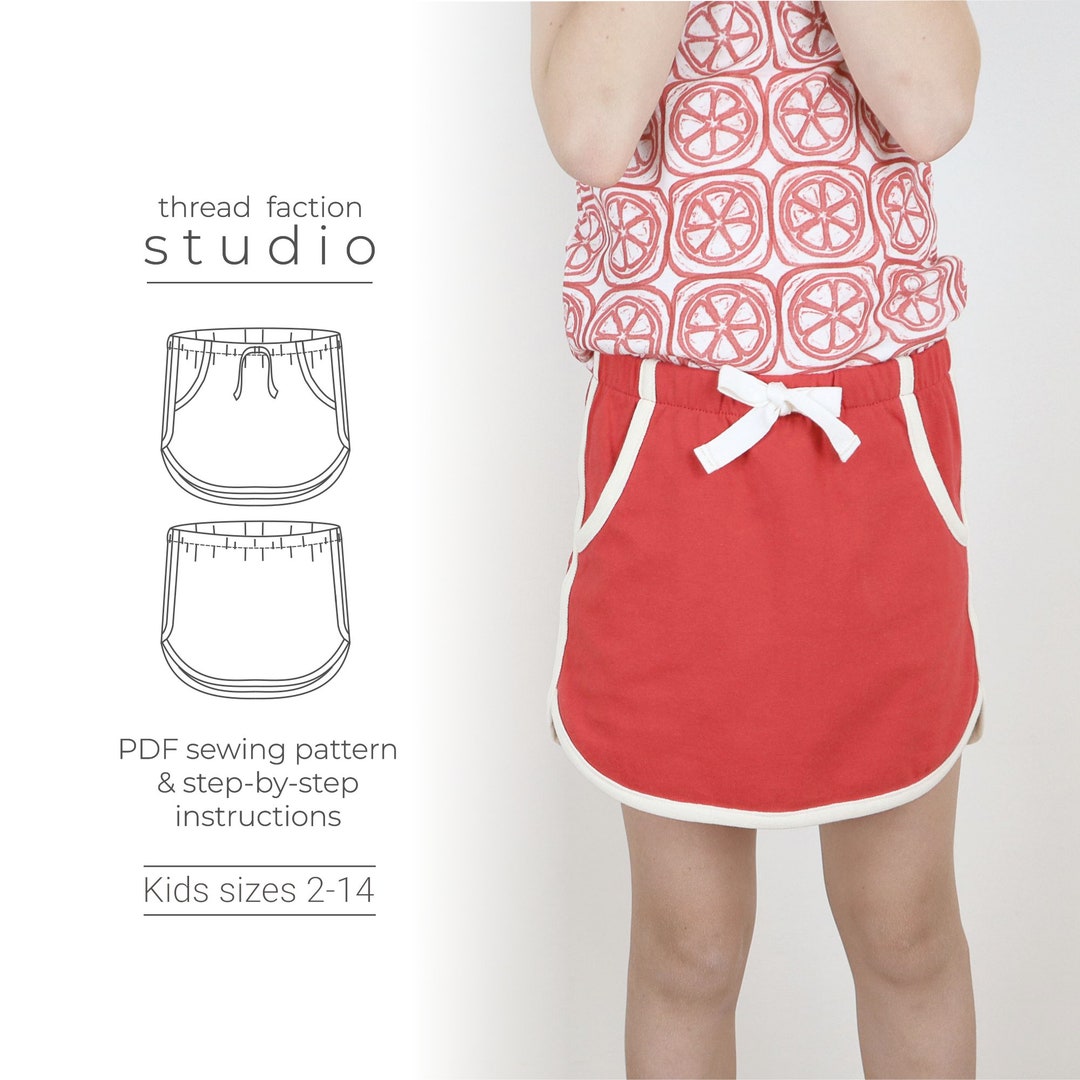 Retro Girls Skirt Pdf Sewing Pattern 