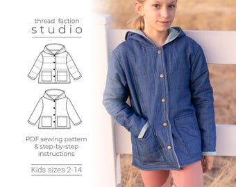 Thread Faction | Kids sizes 2 - 14 | The Everett Coat | PDF Sewing Pattern for print-at-home or printshop