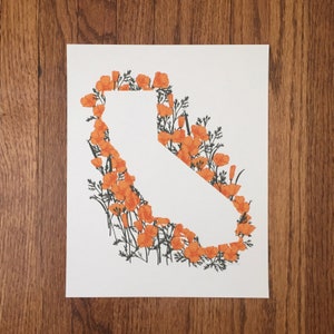 California State Print Poppies // State Map Silhouette image 2