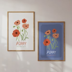 Poppy - August Birth Month Flower - Floral Illustration Art Print