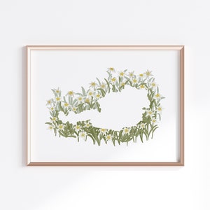 Österreich Print - Edelweiss // Landkarte Silhouette