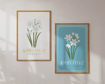 Narcissus / Paperwhite - December Birth Month Flower - Floral Illustration Art Print