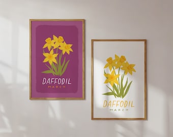 Daffodil - March Birth Month Flower - Floral Illustration Art Print