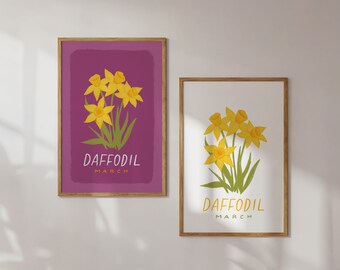 Daffodil - March Birth Month Flower - Floral Illustration Art Print