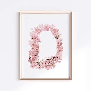 South Korea Print - Cherry Blossoms // Country Map Silhouette
