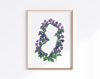 New Jersey State Print - Violet // State Map Silhouette