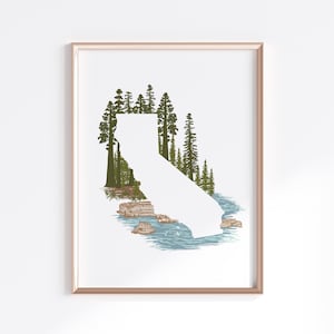 California State Print - Redwood // State Map Silhouette