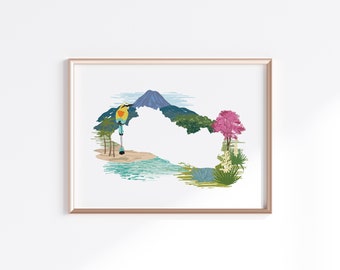 El Salvador Print - Landscape // Country Map Silhouette
