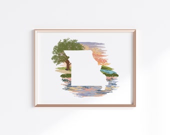 Missouri State Print - Landscape // State Map Silhouette