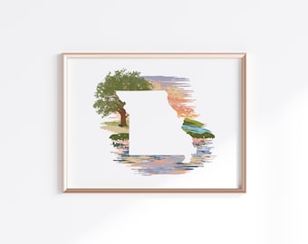 Missouri State Print - Landscape // State Map Silhouette