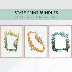 Print Bundle // US Bundesstaat + Landkarte Silhouette