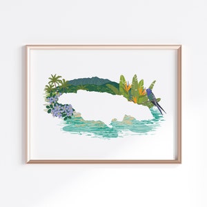 Stampa Giamaica - Paesaggio // Silhouette della mappa del paese
